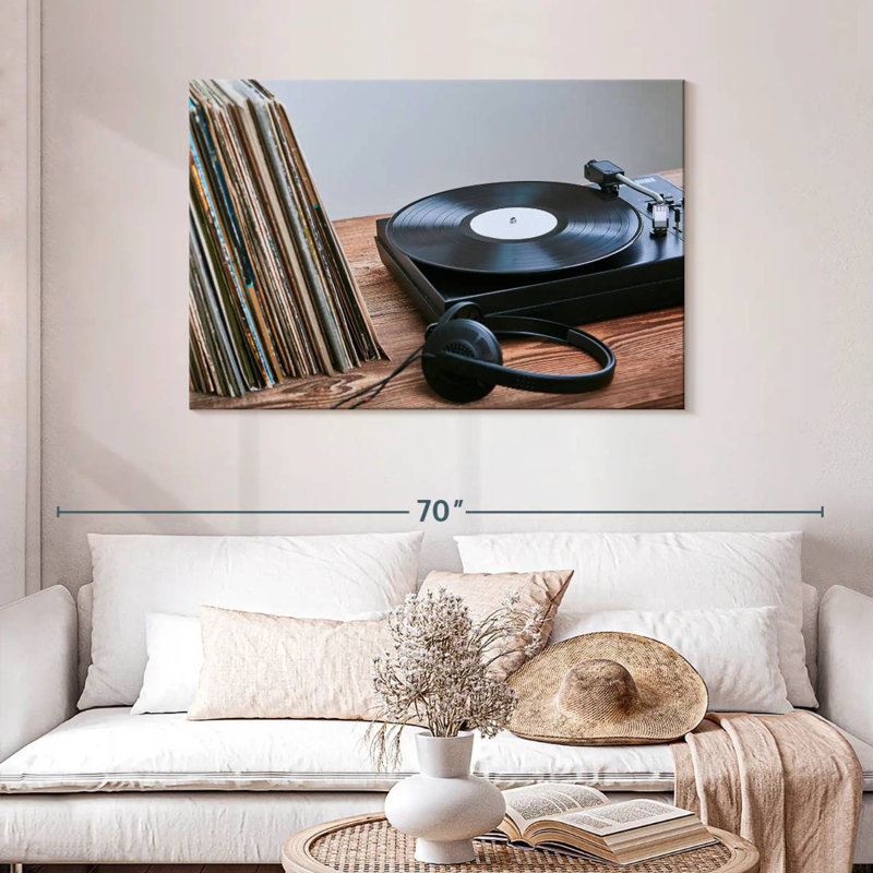 Vinyle et tourne-disque Abarca, H 30 po x l 45 po