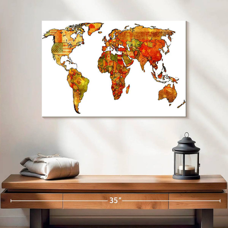 Aliaz Country Flags Map, 16" H x 24" W