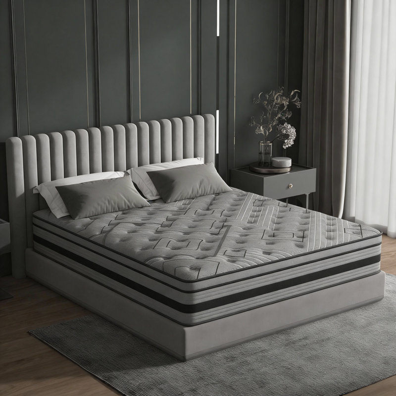 Hybrid Mattress Quilted Memory Foam Top & Individually Pocketed Springs for Motion Isolation & Deep Sleep in Bedroom, King