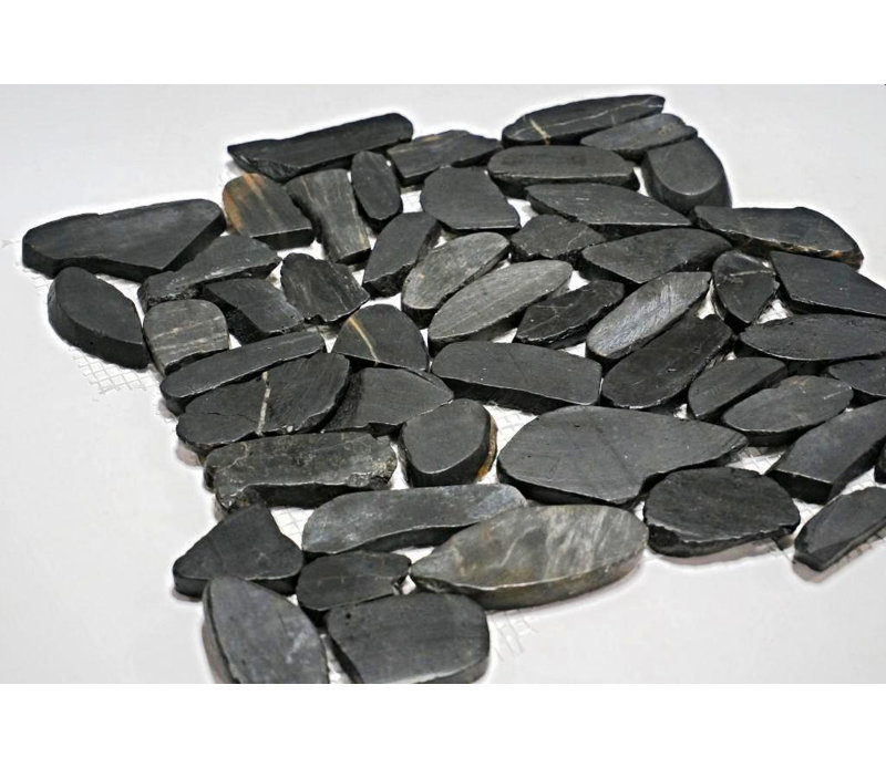 Carreau de mosaïque noir poli pour mur et plancher Designer 12 po x 12 po