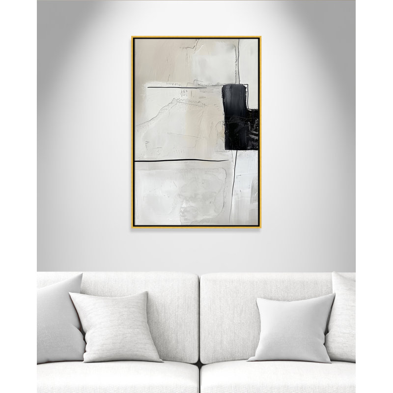 «Neutral Balance I Print» par Lazar Studio, Toile avec cadre, L 25,5 po x H 37,5 po, Flotteur doré