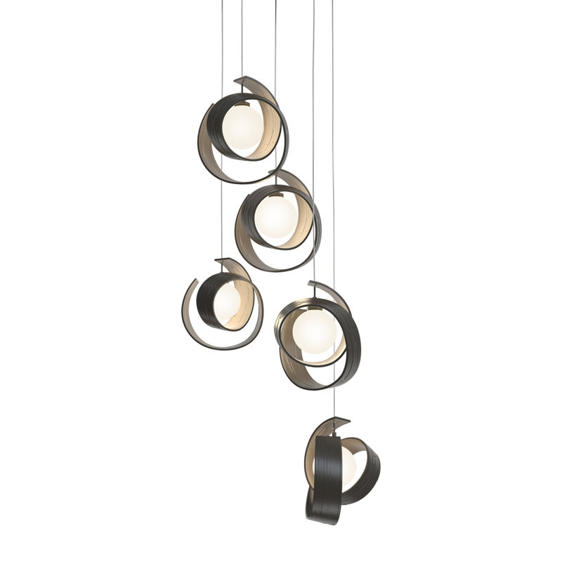 Riza 5 - Light Cluster Geometric Pendant, 28" - 130", Dark Smoke