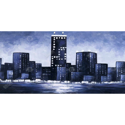 Dark blue cityscape - 15.75"x31.50" Desk mat