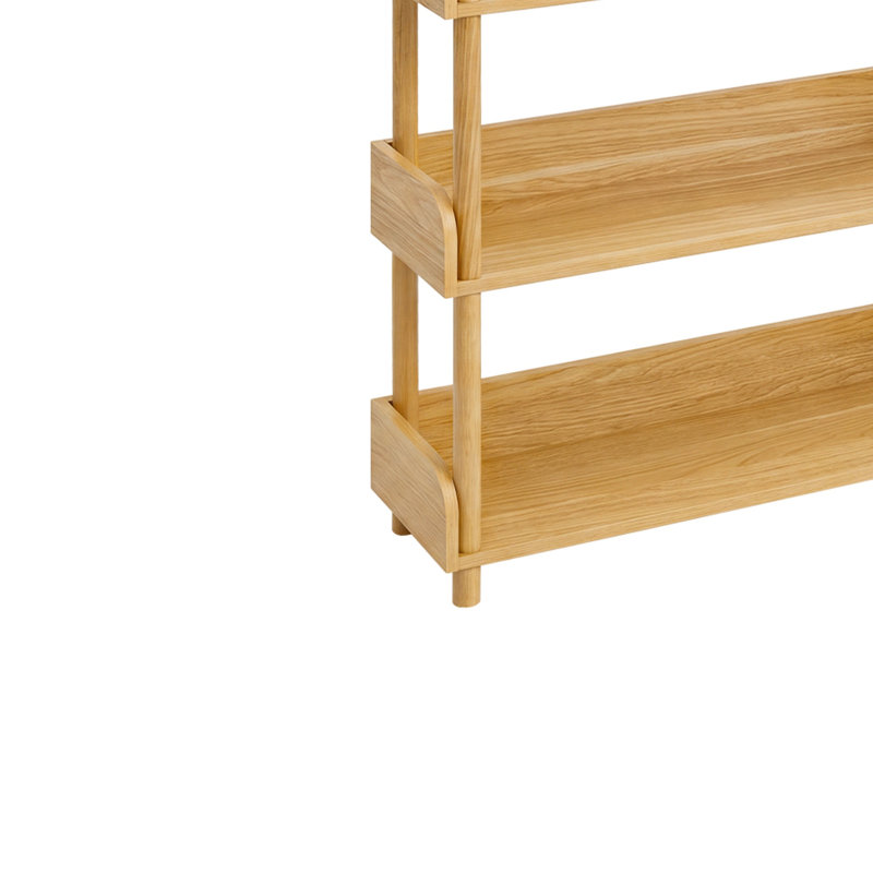 Bibliothèque en bois à 5 niveaux avec étagères ouvertes et pieds en bois massif