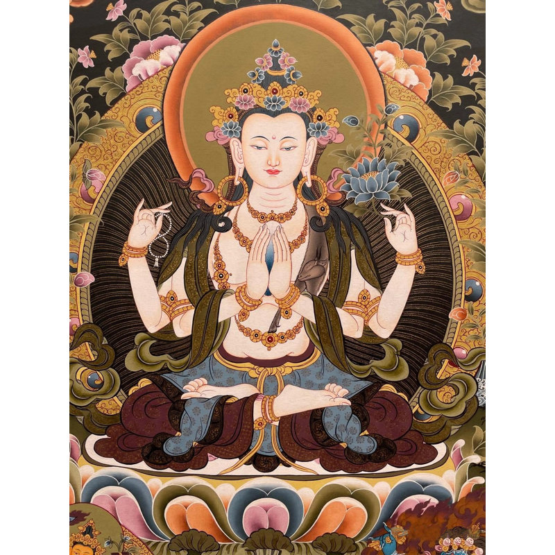 Avalokiteshvara | Chenrezig Thangka (Thangka sans brocart)