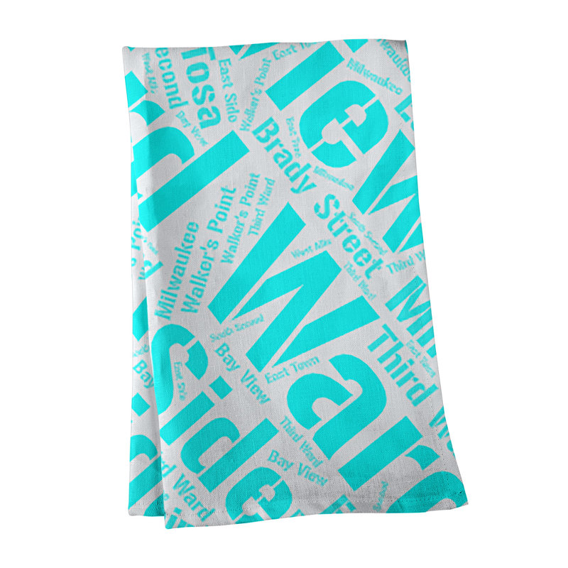 Cotton Tea Towel Kitchen Towel, Cyan, Milwaukee