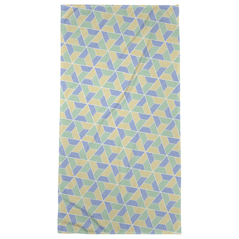 Serviette de bain trapézoïde, Vert / Jaune/bleu
