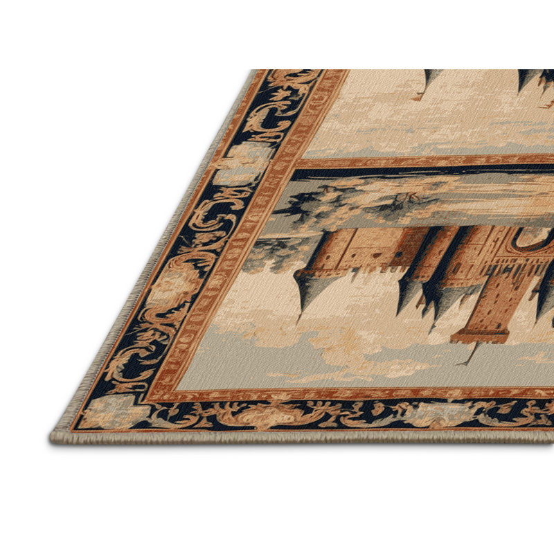 Tapis brun français lavable à la machine, Carré 3 pi