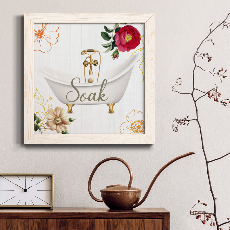 Soak - Peinture sur toile encadrée, H 17 po x l 17 po x P 1,5 po, Toile avec cadre blanc patiné