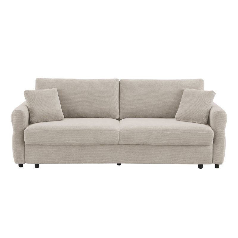 Canapé-lit en tissu avec rangement Haran, Beige