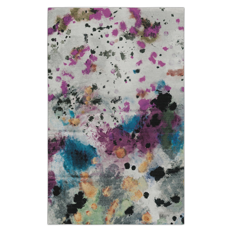 Tapis tissé multicolore à thème peint, Tapis de couloir 3 pi 9,81 po x 9 pi 10,11 po