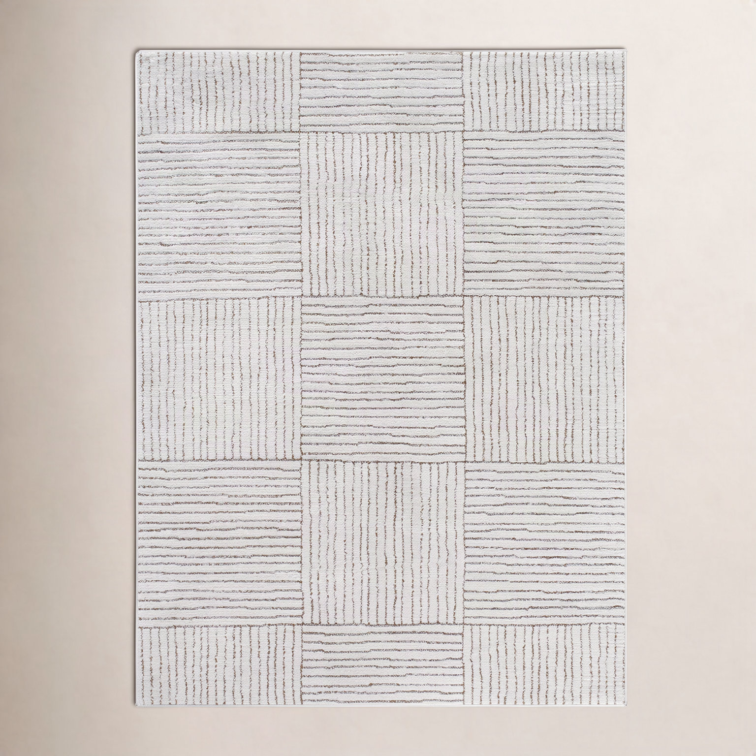 Galey Alix x Livabliss Architect Abstract Rug, Ivory/Dark Brown, Rectangle 5'3" x 7'