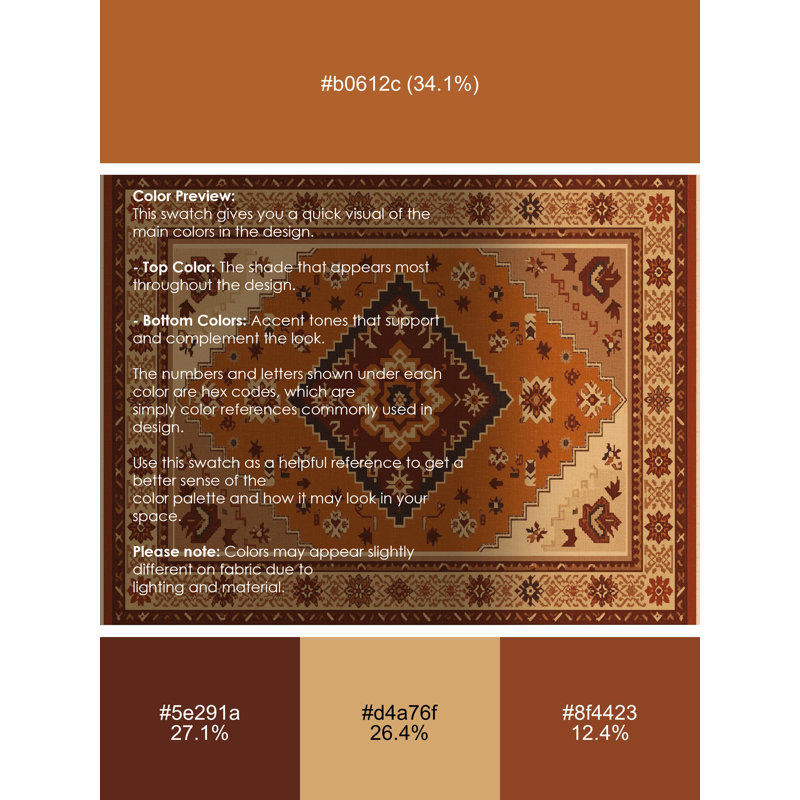 Tapis traditionnel lavable à la machine Pauleth - brun clair - Reliure brun clair, Carré 5 pi