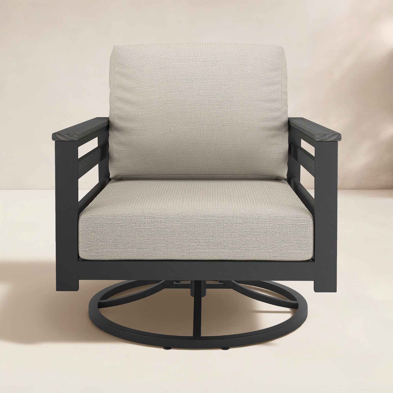 Townsend Sunbrella® Metal Swivel Patio Rocking Chair, Cast Silver, Gray