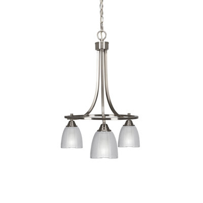 Gatwick Paramount 3 Light Downlight Chandelier With 5" Clear Ribbed Glass