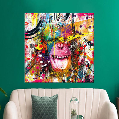 Personalized Graffiti Art Canvas for Baby Girl - Monkey Lover Gift Print