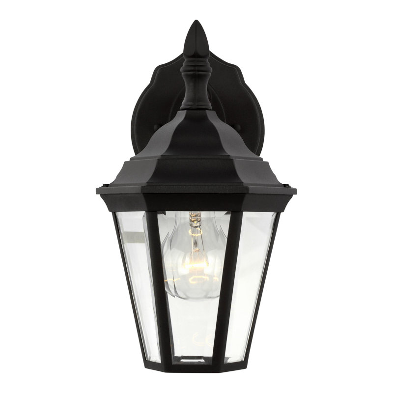 Bakersville Small One Light Outdoor Wall Lantern from Generation Lighting , No, Black, Black/Clear