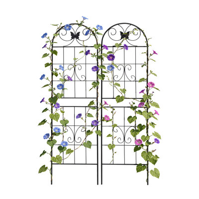 Outdoor Metal Garden Trellises – Freestanding Arch Trellis for Climbing Plants, Set of 2