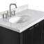 Ensemble de meuble-lavabo simple 36 po en bois massif avec plateau en marbre de Carrare 1,5 po, gauche décalé, lavabo ovale-292796641-292796654-292796653