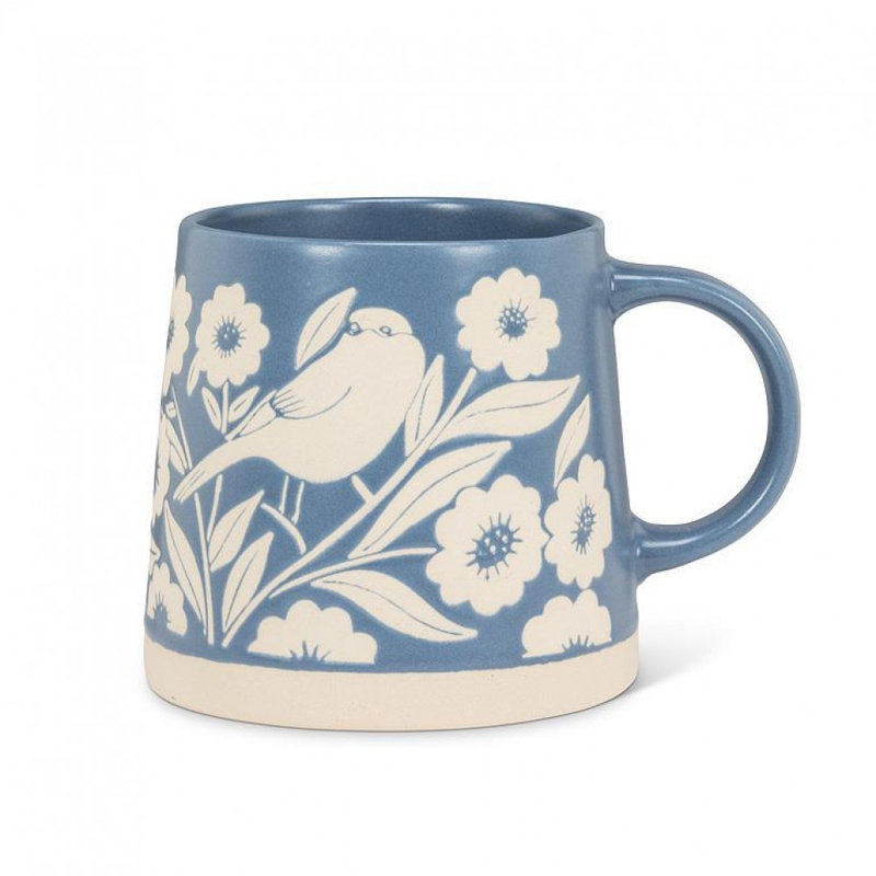 Wide Base With Leaves & Birds Mug