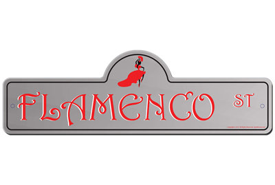 Plaque de rue flamenco en plastique robuste 6 po x 18 po