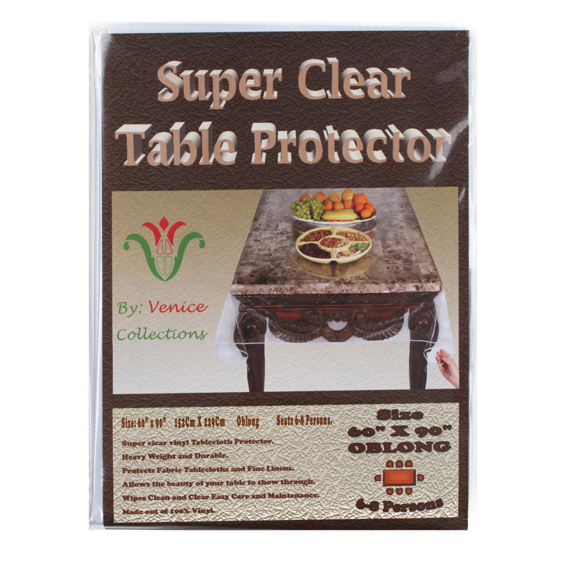 Protecteur de table rectangulaire en vinyle transparent, Rectangle L 90 po x l 60 po