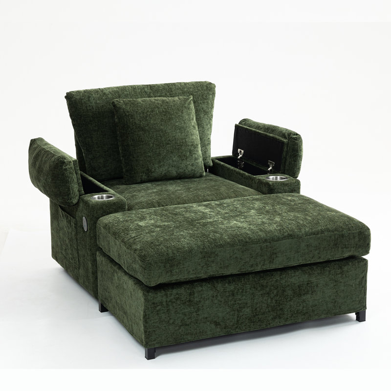 Lit en chenille confortable avec coussin en éponge - chaise en tissu. Porte-gobelets. Pour salon, chambre à coucher, appartement