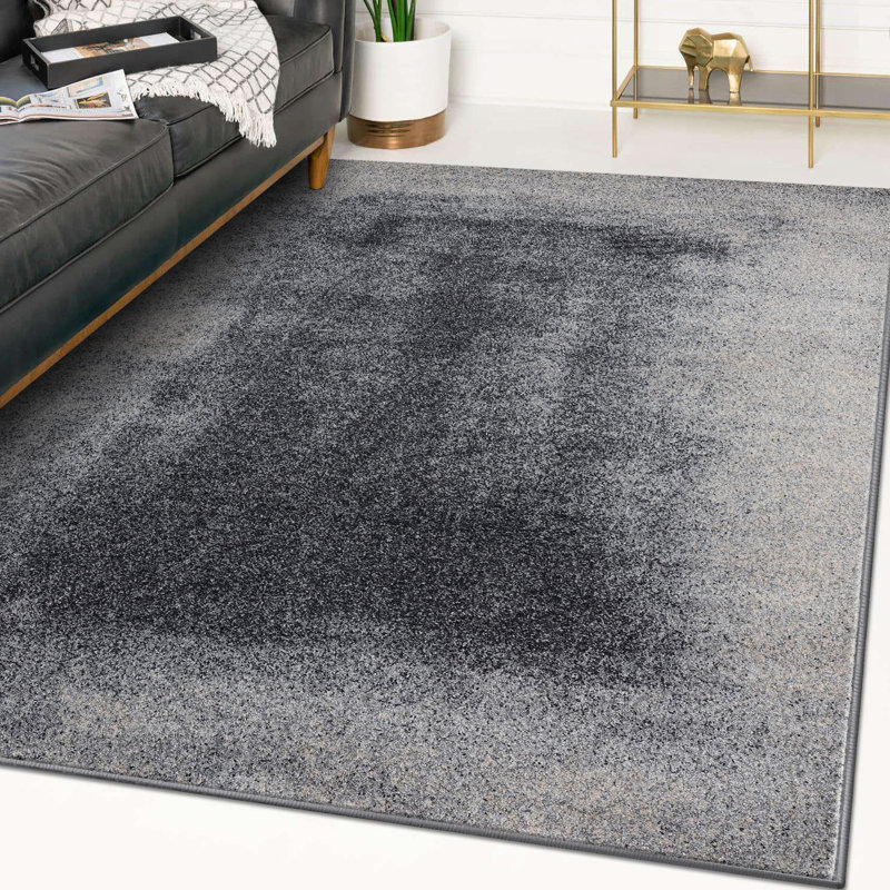 Tapis gris à motif abstrait Rifiki, Rectangle 5 pi x 7 pi