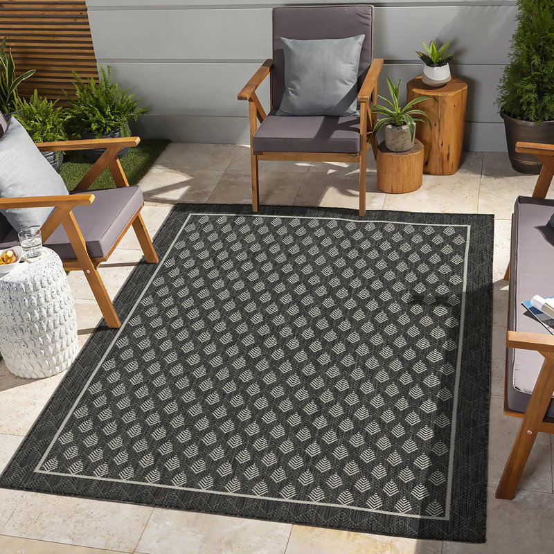 Tapis intérieur / extérieur anthracite Sunshine, Tapis de couloir 2 pi 7 po x 7 pi 3 po