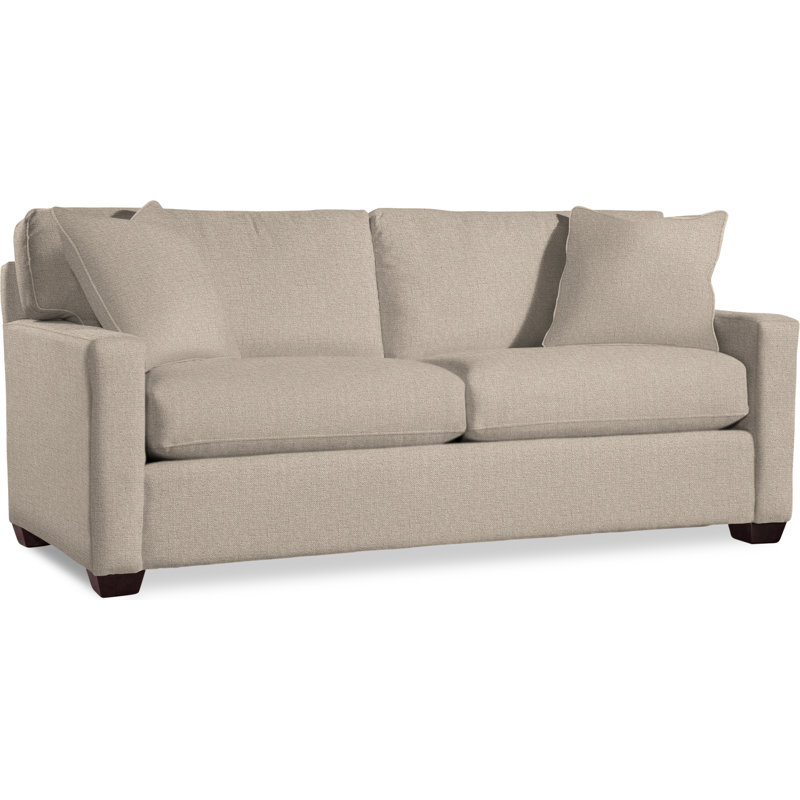 Canapé Ellora avec surpiqûres, Finition java, Sunbrella beige à fines rayures; 6205-74