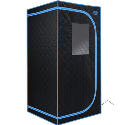 Portable Black Steam Tent - Full Size Personal Home Spa Comfort. Includes Generator, Remote, Foldable Chair. Simple Installation, Fast Heating. & Ul V