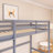 Wood Frame Twin Size High Loft Bed With Safety Guardrail And Built-In Desk-1830662825