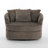 Ultra Plush Faux Rabbit Fur Oversized Swivel Barrel Chair with Three Pillows-1100356184