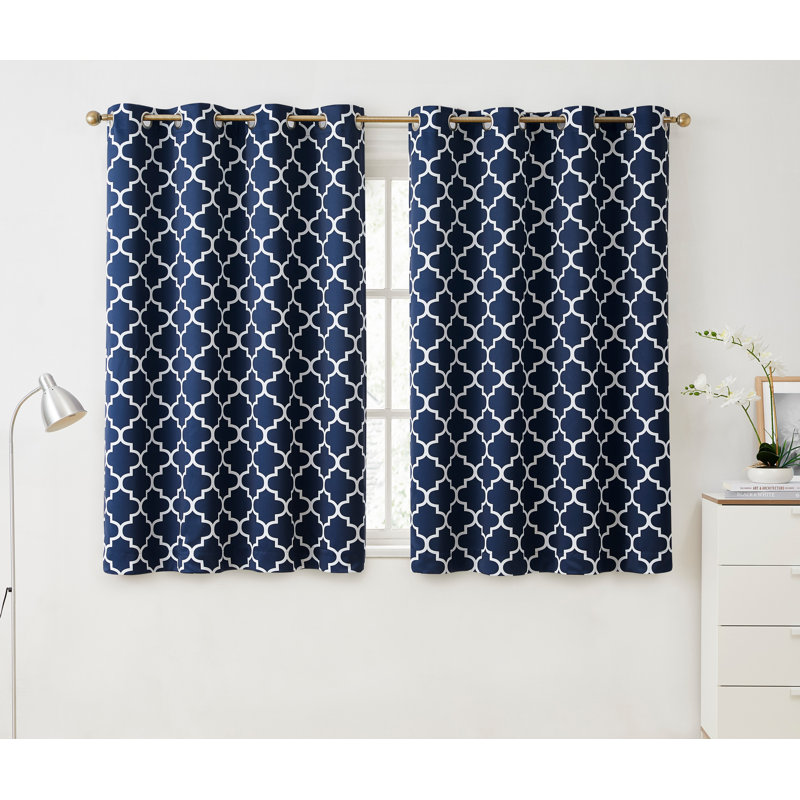Alexuis Blackout Curtain Pair, Navy Blue, 52" W x 54" L