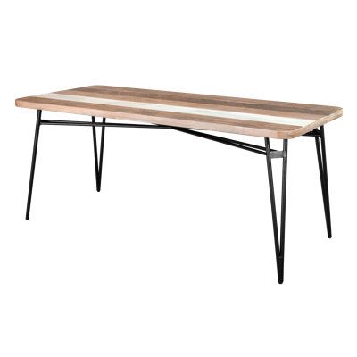 Blaze Acacia Rectangular Wood Top Dining Table with Stainless Steel Base