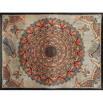Art de mandala marin | Madhubani, peinture sur papier faite à la main