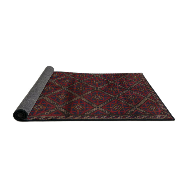 Tapis de zone rouge/bleu contemporaine, Rond 6 pi