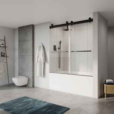 56 to 60 in. W x 60 in. H Frameless Double Sliding Tub Door