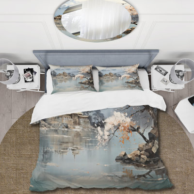 Asian Art Imperial Landscape II - Asian Art Duvet Cover Set - Microfiber Polyester