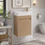 Meuble-lavabo suspendu de 15,7 pouces avec lavabo réversible en SMC, porte à ouverture par simple pression et charnières à fermeture en douceur