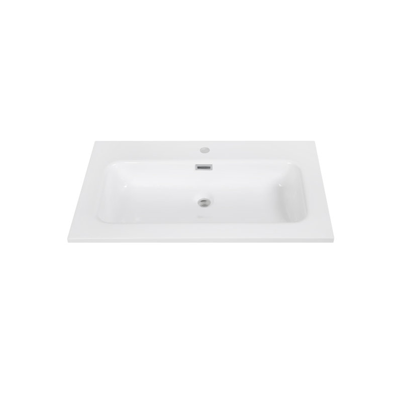 31.5" Solid Surface Resin Streamline Vanity Top, Glossy White