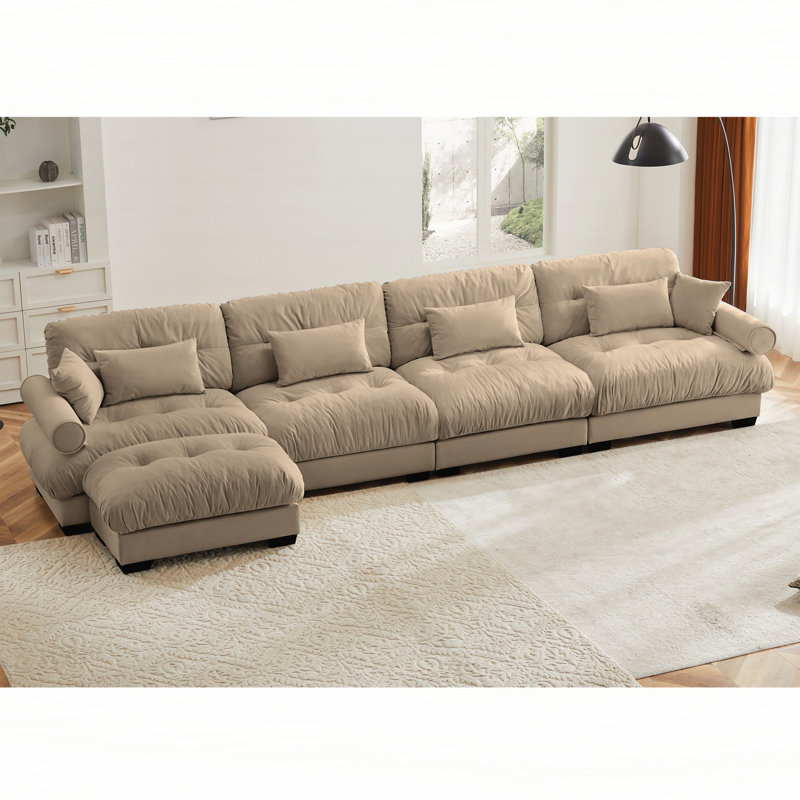 Super Comfort Oversized Modular Sectional Sofa Couch With Movable Ottoman,Corner Sectional With Bolstered Armrests, Deep Seat Cloud Couch, Convertible L Shaped Couch
