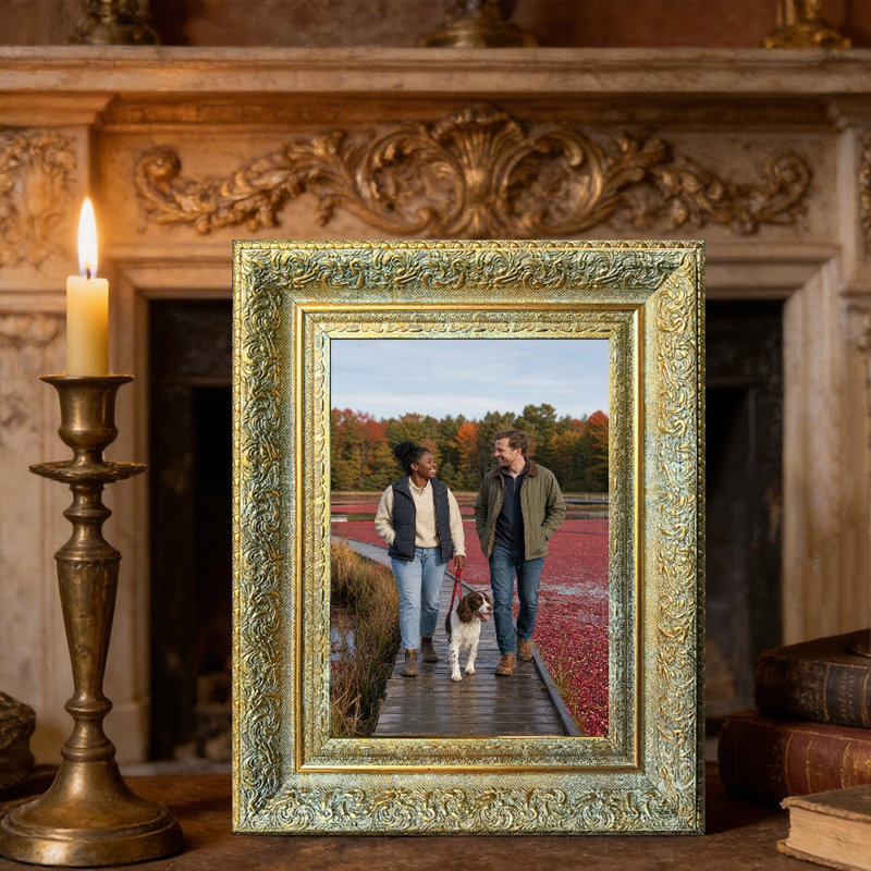 Cadre photo antique doré 1PC pour photos et cadeaux de mariage 8 "x 10"