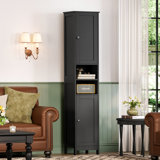 67" H Accent Cabinet with Adjustable Shelves & Doors, Storage Cabinet,Bathroom Cabinet for Small Space, Living Room, Entryway, Kitchen, White