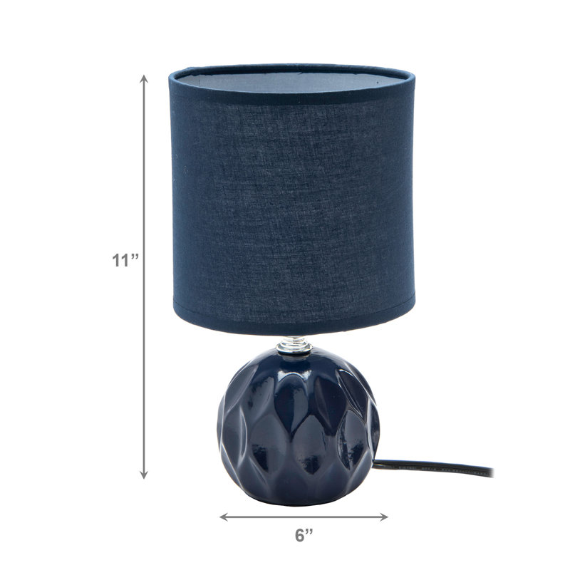 Lampe de table en céramique avec abat-jour bleu marine Jolene, Marine, Marine