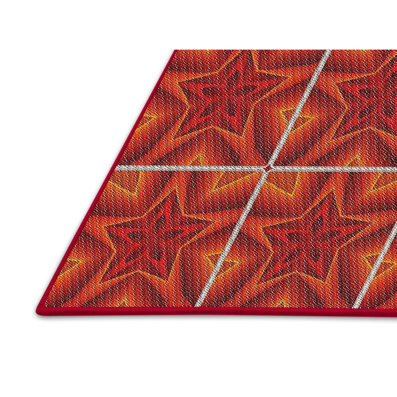 Tapis rouge/brun tissé à la machine, Rectangle 5 pi x 7 pi