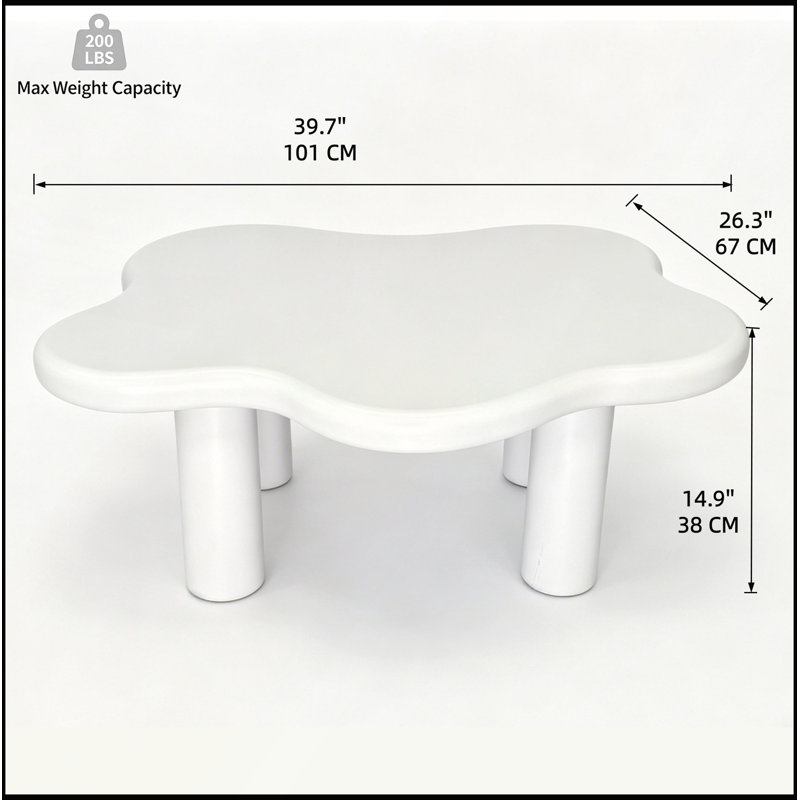 Table basse de 40 pouces en forme de nuage avec laque écologique pour les salons et les décors modernes