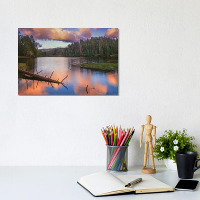 Landscape with Christmas Tree Lake and Evergreen Forest at Sunset, White Mountain Apache Reservation, Arizona, USA 1 Piece Wrapped Canvas Wall Art