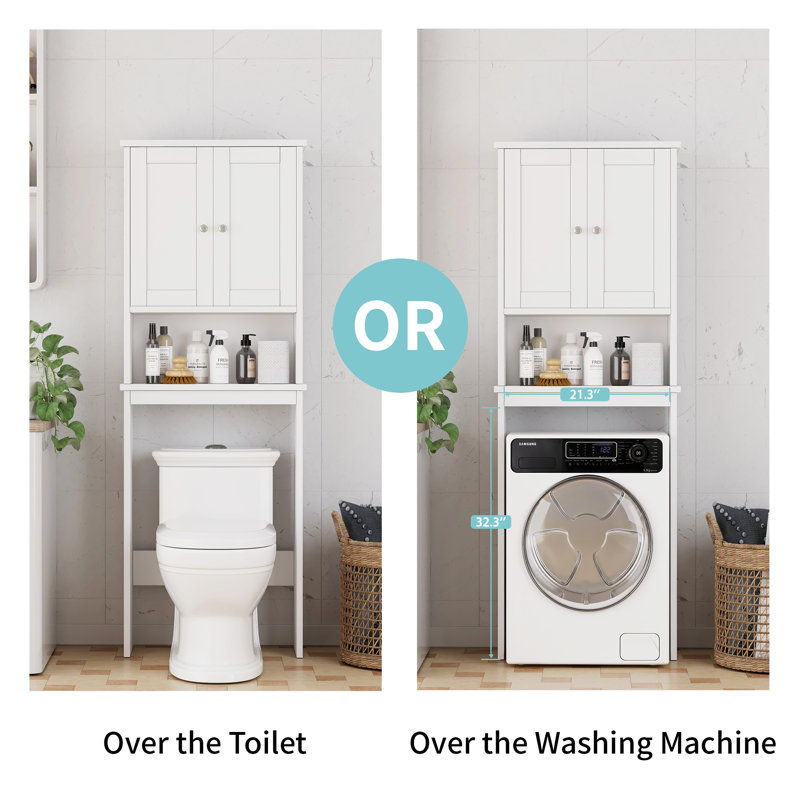 Behren 65.4'' H x 23.6'' W x 9.1'' D Freestanding over-the-Toilet Storage, White