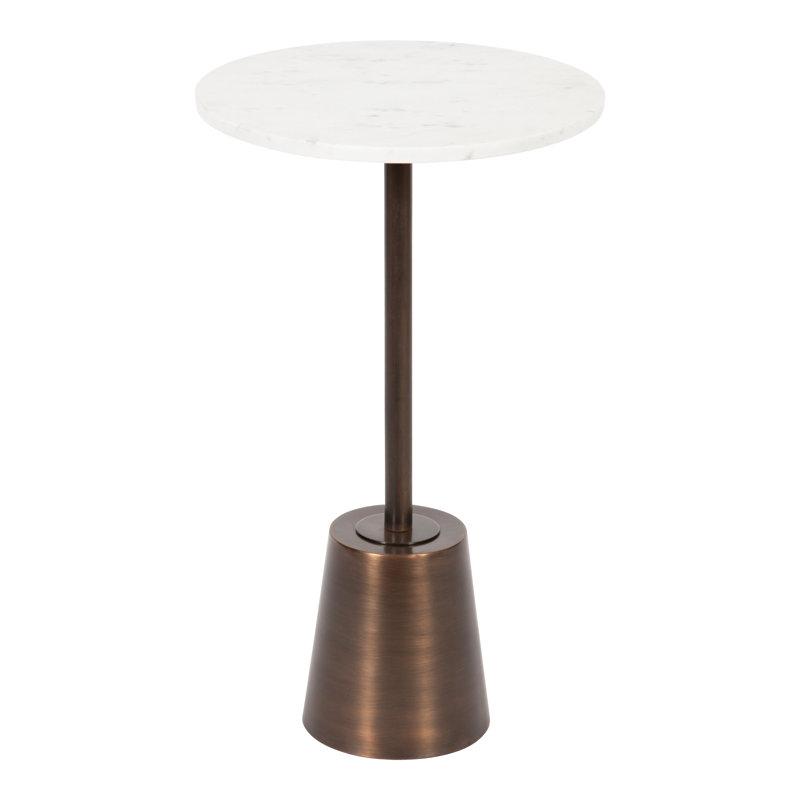 Cemil Marble Top End Table, Bronze, White, 23.25" H x 14" W x 14" D